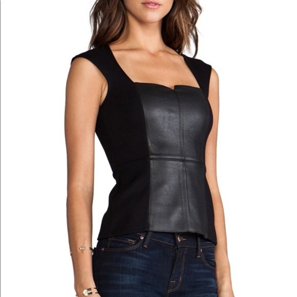 Bailey 44 Tops - Bailey 44 "Legacy Of Terror" Leather Peplum Top XS